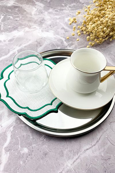WEARE2 Green Colored Double Wrap Embroidered 2-Piece Cocktail Napkin