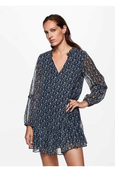 MANGO Woman Floral φόρεμα σιφόν