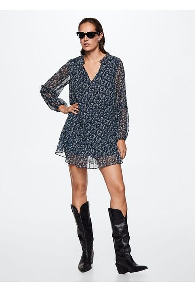 MANGO Woman Floral φόρεμα σιφόν