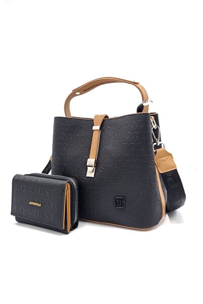 Just Polo مجموعة محفظة حقيبة نسائية باللون الأسود