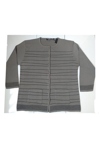 anne moda ankara Striped Pattern Wool Blended Stylish Knitwear Knitted Jacket