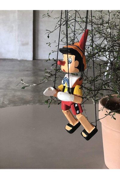 SAMTOYS Wooden Pinocchio Puppet 20 Cm Hanging String Pinocchio Theater Performance Puppet Kids Toy