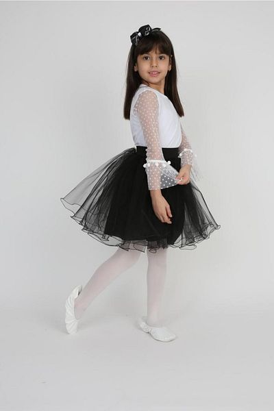 BLUEMOOR Girl's 23 April 29 October Performance Outfit Tulle Detailed T-Shirt Tutu Skirt