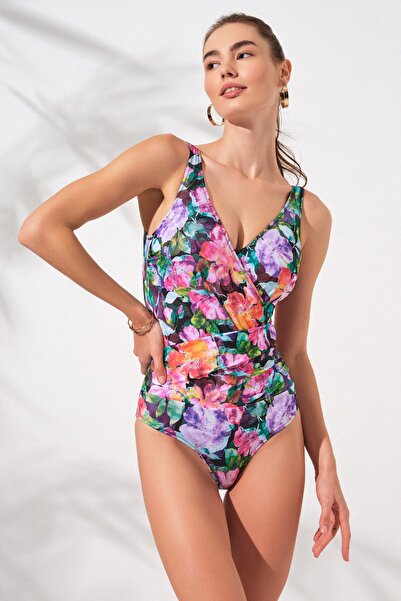 Pierre Cardin Cannes Kalın Askılı Korseli Kruvaze Mayo Violet 231127-d