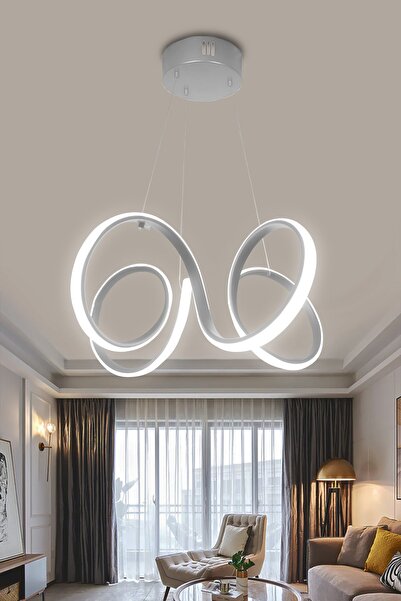 RSCOLLECTIONS 4 Kol Gri Kasa Modern Sarkıt Led Avize