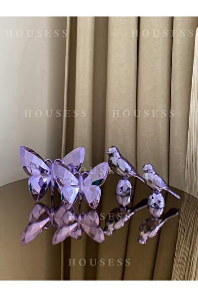 Housess Dekoratif 2'li Kelebek Ve 2'li Kuş Mini Biblo Süs