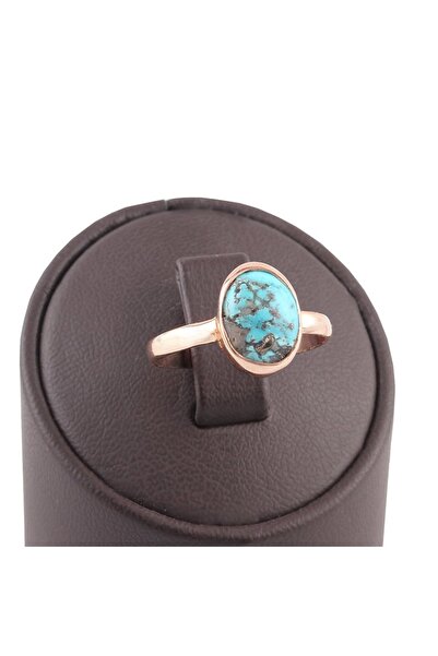 Haşimi Doğaltaş Firuze Doğaltaşlı 925 Ayar Gümüş Yüzük Rose