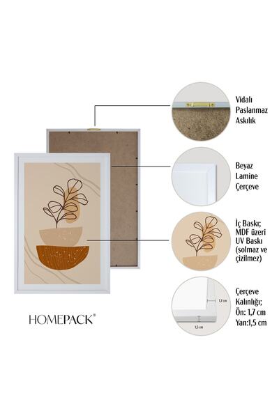 HOMEPACK Beyaz Lamine Çerçeveli 3'lü Tablo Seti Hpn069