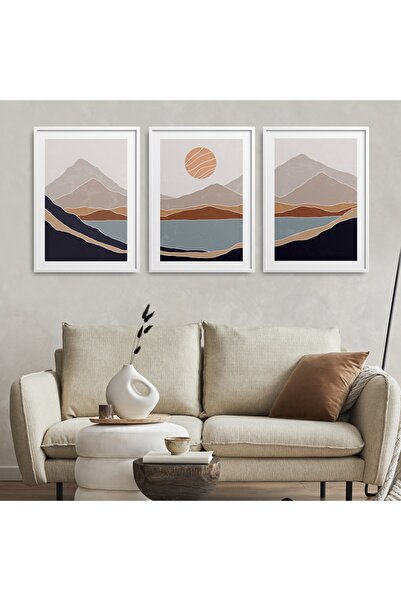 HOMEPACK Set de pictură din 3 piese cu cadru laminat alb Hpn072