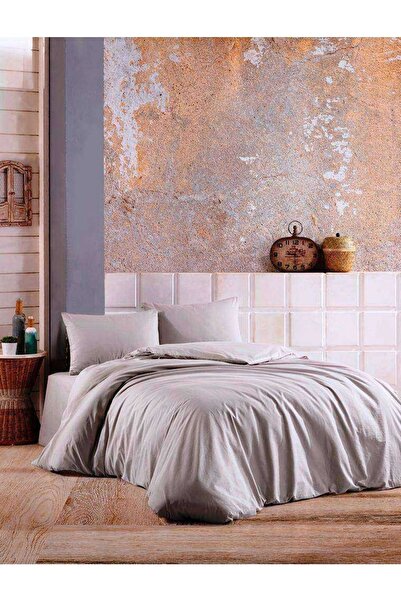 NİVEMESHOME Set de lenjerie de pat dublu din bumbac gri