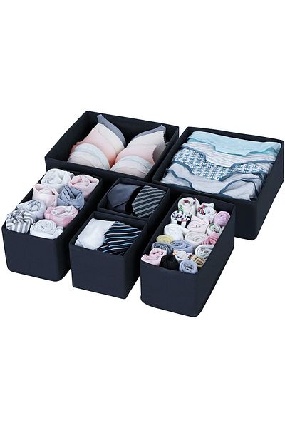 REKHOME Συρτάρι ντουλάπι μπάνιου 6 τεμαχίων Navy Blue Εσώρουχα Σουτιέν Πόρπη Organizer Storage Box Organizer