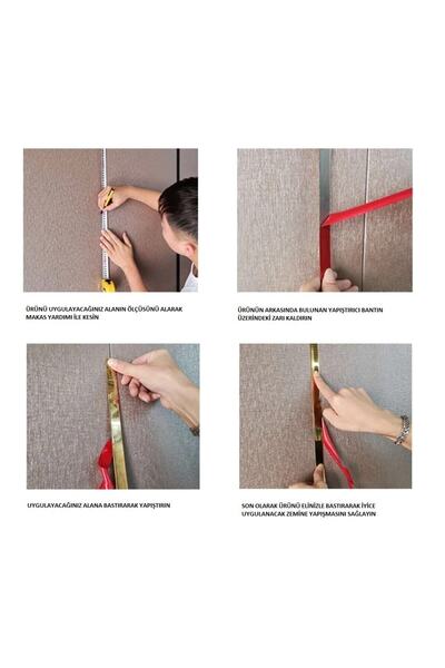 BRDDIZAYN Duvar Ve Dekorasyon Çıtası Kendinden Yapışkanlı 2 Cm Gold 1 Rulo - 15 Mt