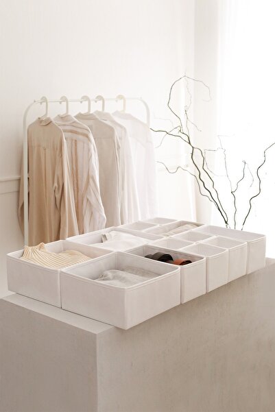 REKHOME 12 قطعة خزانة غرفة الأطفال البيضاء منظم درج الغسيل صندوق تخزين منظم