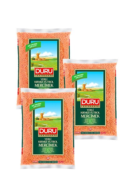 Duru Kırmızı Futbol Mercimek, 3x1000 Gr