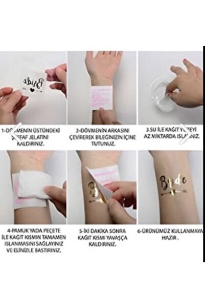 Deniz Party Store Bride Çiçekli Gümüş Gold Çoklu Geçici Dövme Bekarlığa Veda Partisi Model No 013