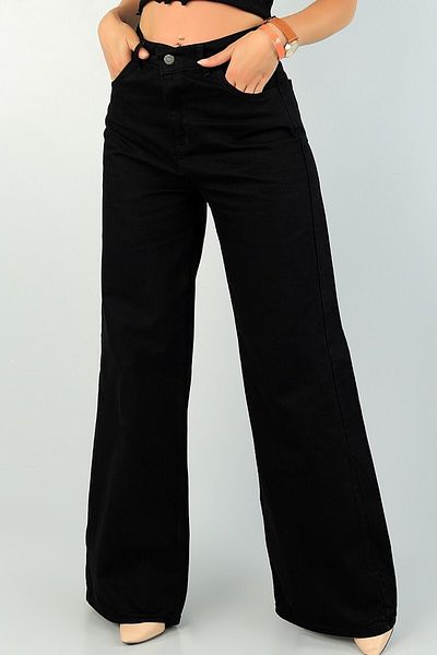 DRC trend Vanes High Waist Black Jeans Black Loose Jeans Lycra Flexible Palazzo