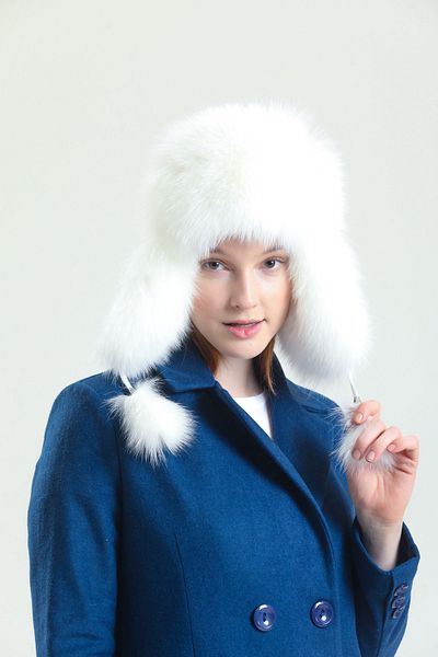 fubileather Winter Genuine Leather Ushanka Women's Hat