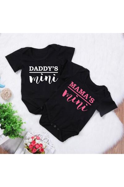 venüsdijital بدلة أطفال Twin Baby Daddys Mamas Mini Design Baby Zıbın (قطعتان)
