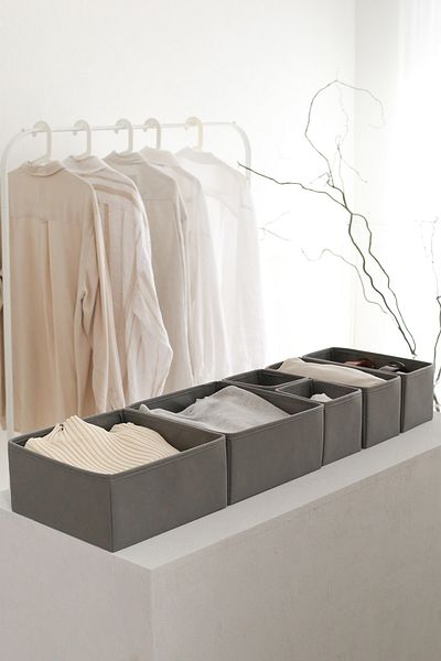 REKHOME Set of 6 Gray Bathroom Cabinet Drawer Underwear Bra Buckle Organizer Storage Box Organizer