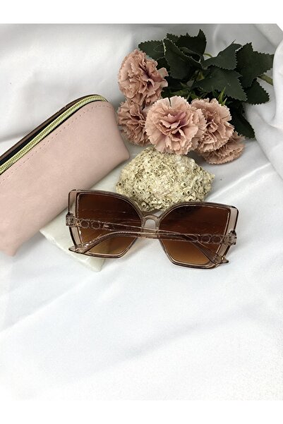 Di Caprio Zundia Classic Square Rectangle Transparent Light Brown Women's Sunglasses