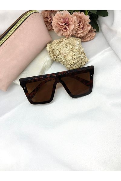 Di Caprio Wea Square Rectangular Large Model Leopard Women's Sunglasses