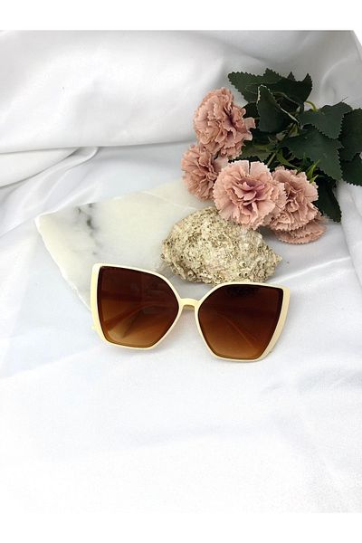 Di Caprio Zundia Classic Square Rectangle Beige Women's Sunglasses