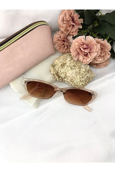 Di Caprio Tery Cat Eye Vintage Retro Bone Transparent Light Brown Women's Sunglasses