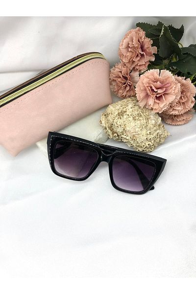 Di Caprio Undea Cat Eye Square Black Women's Sunglasses