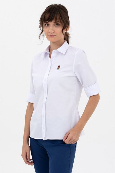 U.S. Polo Assn. Cămașă albă simplă pentru femei