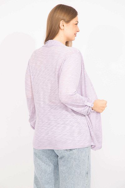 Şans Women's Lilac Plus Size Double Look One Piece Sleeve Detailed Blouse 65n35575