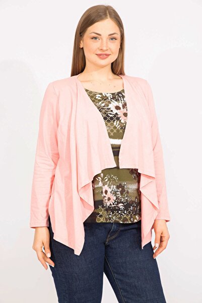 Şans Γυναικεία Μπλούζα 65n35556, Ροζ Plus Size Δύο Τεμάχια