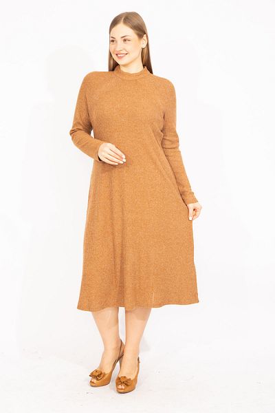Şans Γυναικείο φόρεμα Safran Plus Size Zero Self-Rige 65n35602