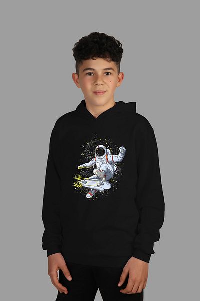 Raf Coll Girl / Boy Children's Hooded Sweatshirt Astronaut Digital Printed Two Threads with Ribbed Inside