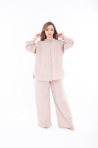 XL Modam Women's Large Size Pond Pants Woven Viscose Set