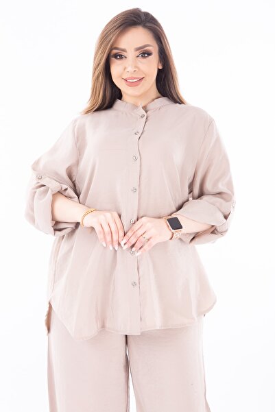 XL Modam Γυναικείο Σετ Παντελόνι Lake Plus Size Υφαντό Βισκόζη