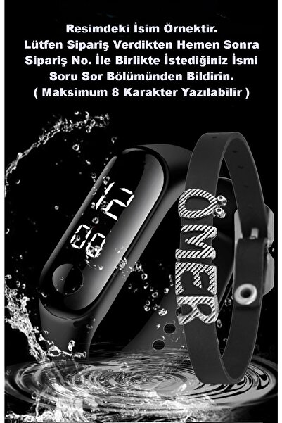 Eylemboutique 5 Atm Su Geçirmez Led Çocuk Kol Saati - Isme Özel Bileklik - Ak...