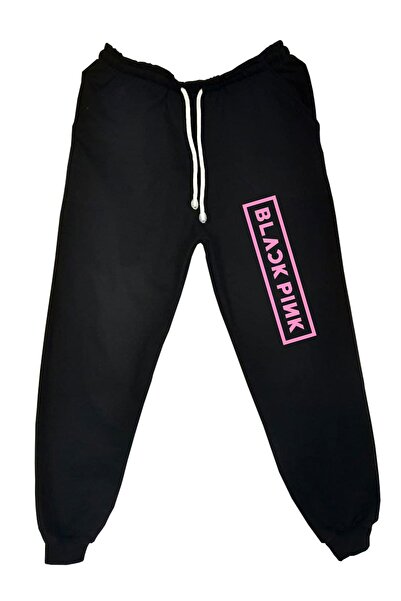 Raf Coll Boy's Black Pink Digital printed single sweatpants πλεκτό με δύο κλωστές με ανασηκωμένο φλις