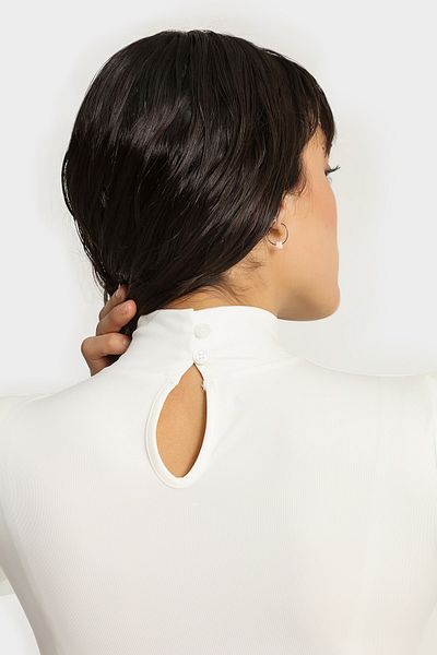 Açelya Okcu Half Turtleneck Bodysuit Blouse with Snap Fasteners