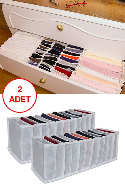 REKHOME 2 Pieces 11 Compartment Cabinet Drawer Accordion Folding Laundry Organizer Organizer Medium