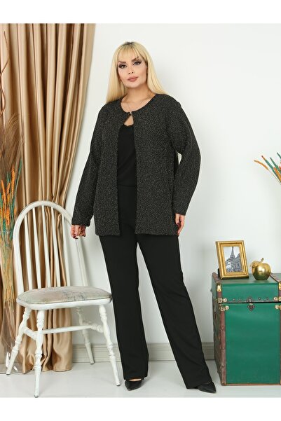 LİKRA Women's Large Size Collar Clasp Jacket