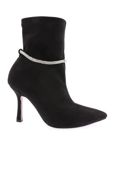 DGN Silver Stone Women's Heeled Boots Black Suede 6838535