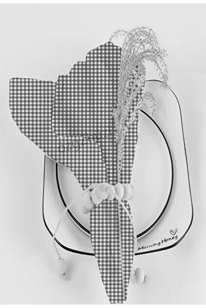 perlina home منديل قماش 6 قطع رمادي منقوش