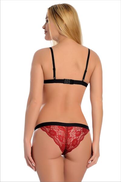 Masal Lingerie Women's Rubber Detailed Cupless Bra Set
