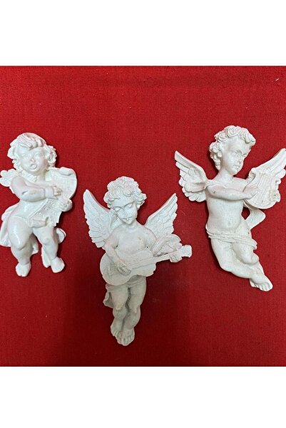 DERYA DESİNG ART Ham Polyester 3lü Melek Obje 7x12cm