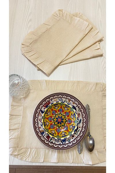 White Alamode Ruffled Placemat Set 35x45cm