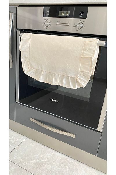 White Alamode Natural Raw Linen Oven Cover 40x40cm