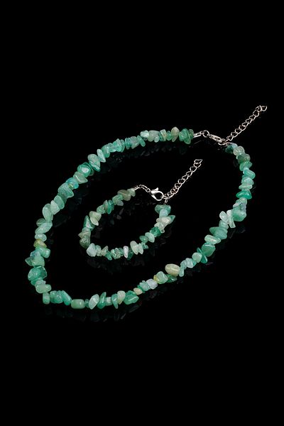 Taşmeran Aventurine Broken Natural Stone Bracelet-necklace Set Tky0274