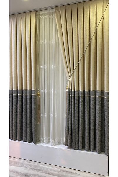 Fon Dünyası Panel Background Curtain Cream Gray (single Wing)