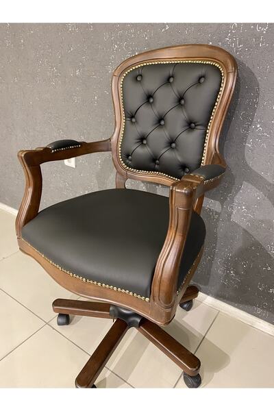 MEGA Ağaç Ofis Çalışma Koltuğu Ahşap Ceviz Cilalı