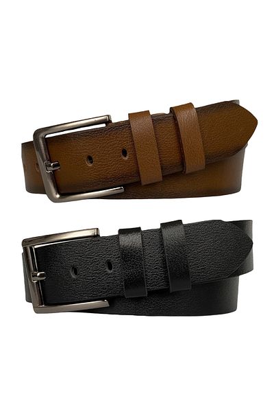 GoDeri 100% piele naturală premium, set de 2 centură sport neagră, denim maro, 2 piese - pre-unire